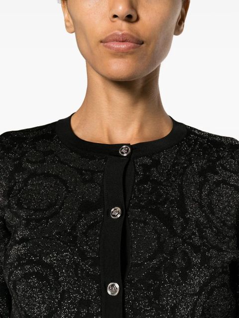 Versace Barocco lurex cropped cardigan - Black