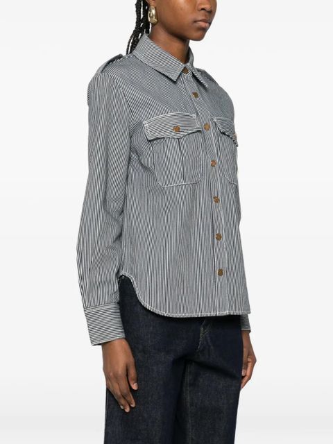 ZIMMERMANN striped pocket denim top - Blue