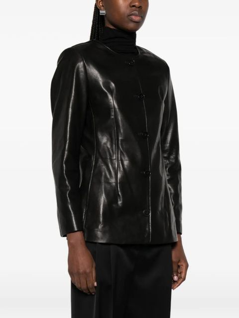 Nour Hammour Maud button-up leather jacket - Black
