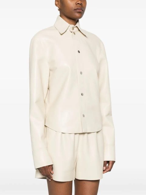 Nanushka faux-leather shirt jacket - Neutrals