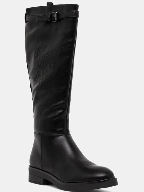 U.S. Polo Assn. kozaki YLENIA001 damskie kolor czarny na płaskim obcasie YLENIA001W/EY1 - zdjęcie produktu nr 1