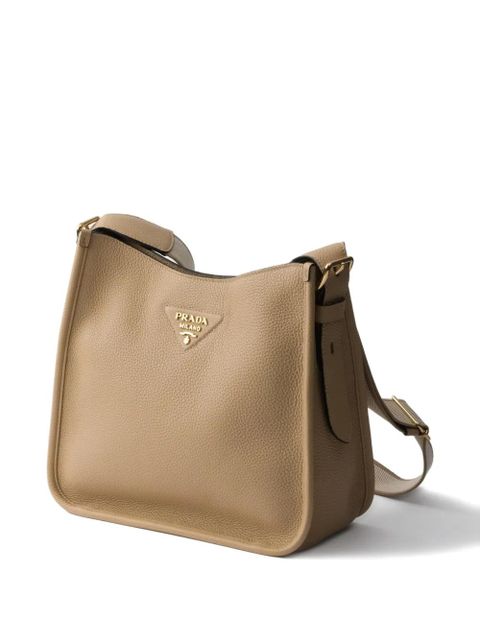 Prada logo-detail leather shoulder bag - Neutrals