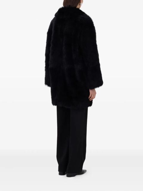 LouLou de Saison shearling spread-collar coat - Black