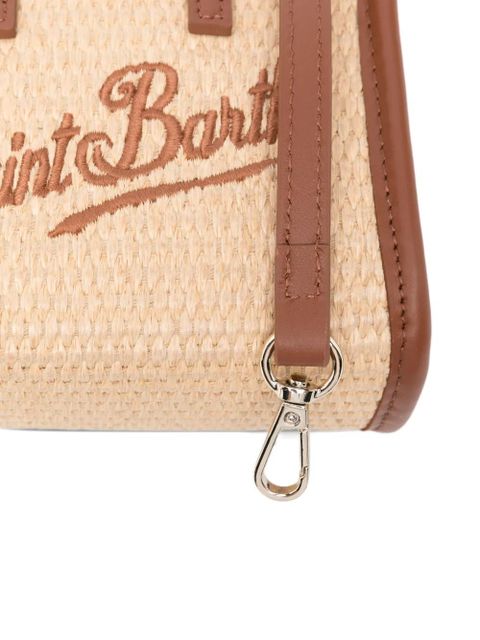 MC2 Saint Barth micro Vivian logo-embroidered woven tote bag - Neutrals