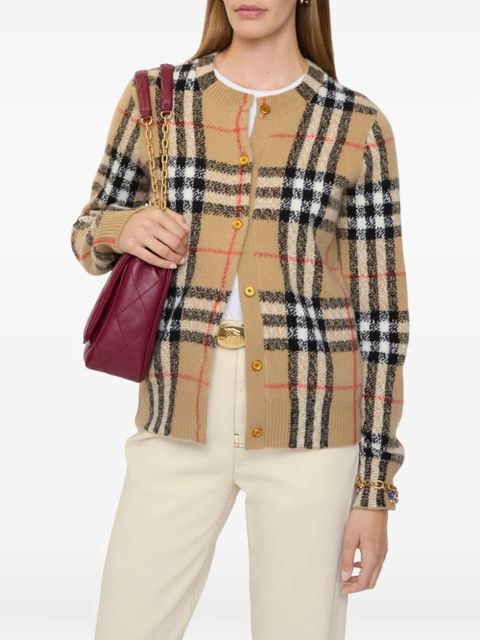 Burberry check-pattern cashmere cardigan - Brown - zdjęcie produktu nr 2