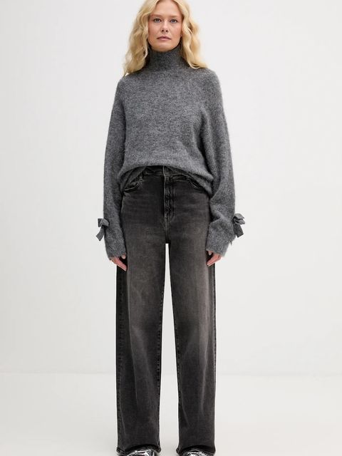 Aniye By sweter z dodatkiem wełny damski kolor szary ciepły z półgolfem 181007