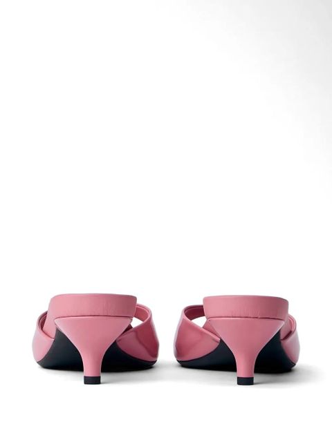 Prada open-toe leather heeled sandals - Pink - zdjęcie produktu nr 2