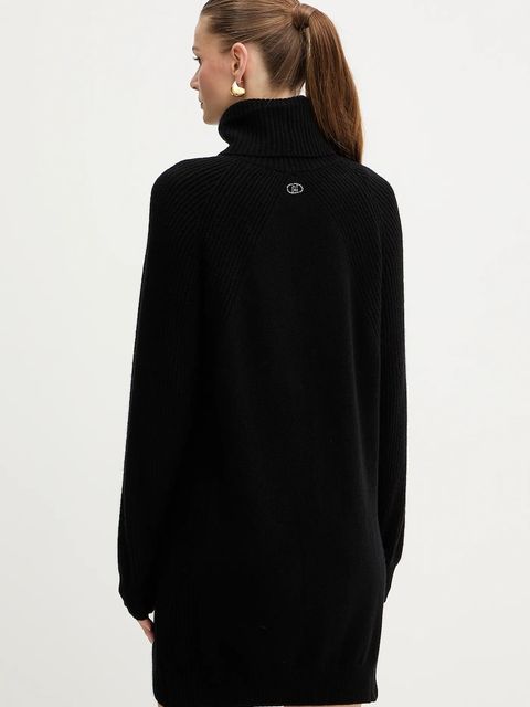 Liu Jo sukienka wełniana kolor czarny mini prosta MF5063 MS009