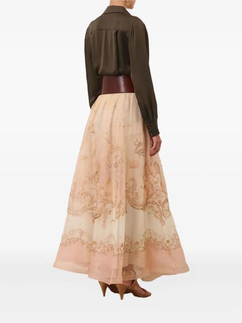 ZIMMERMANN organza printed maxi skirt - Neutrals