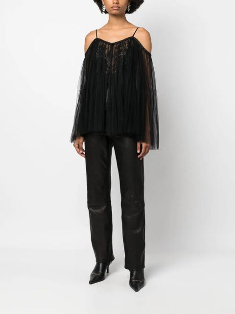 Alexander Wang lace-embroidered charmeuse tunic top - Black - zdjęcie produktu nr 2