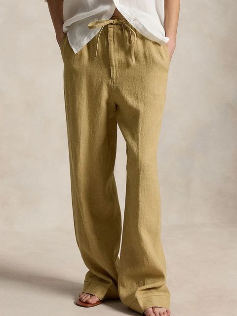 Polo Ralph Lauren spodnie wide leg damskie lniane - zdjęcie produktu nr 1