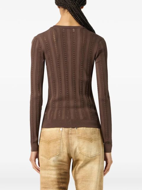 Blumarine buttoned opernwork-knit cardigan - Brown