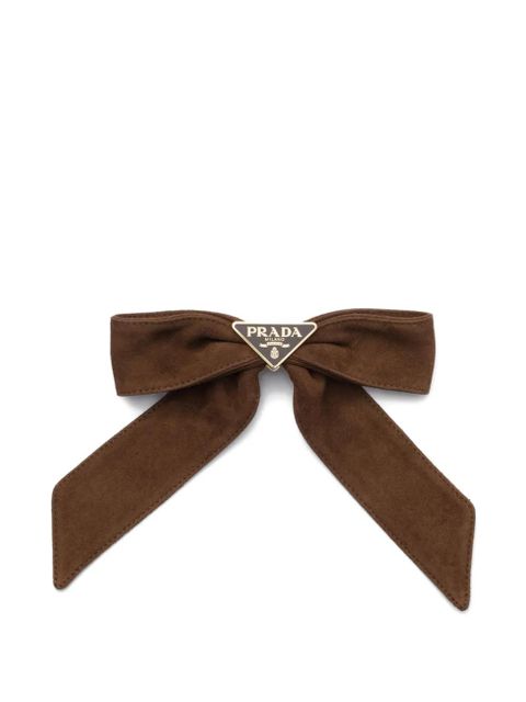 Prada suede bow hair clip - Brown - zdjęcie produktu nr 1