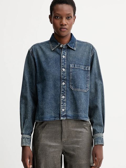 G-Star koszula jeansowa damska kolor niebieski relaxed z kołnierzykiem klasycznym D26801.D777 - zdjęcie produktu nr 1