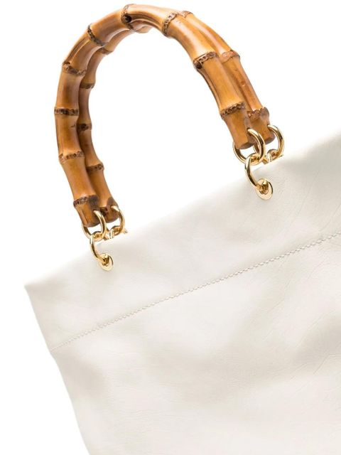 Jil Sander bamboo-handle leather tote bag - Neutrals