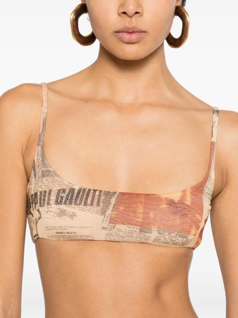 Jean Paul Gaultier newspaper-print top - Neutrals
