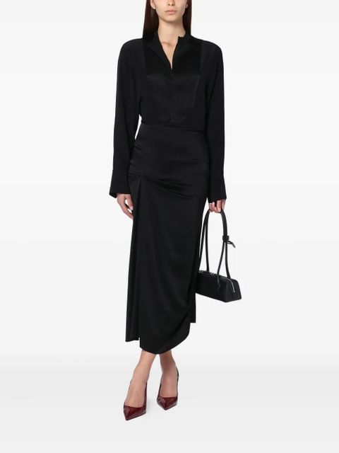 Victoria Beckham crystal-button satin-panel shirt - Black