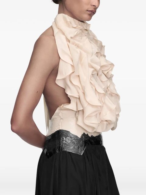 Maison Margiela ruffled halter top - Neutrals