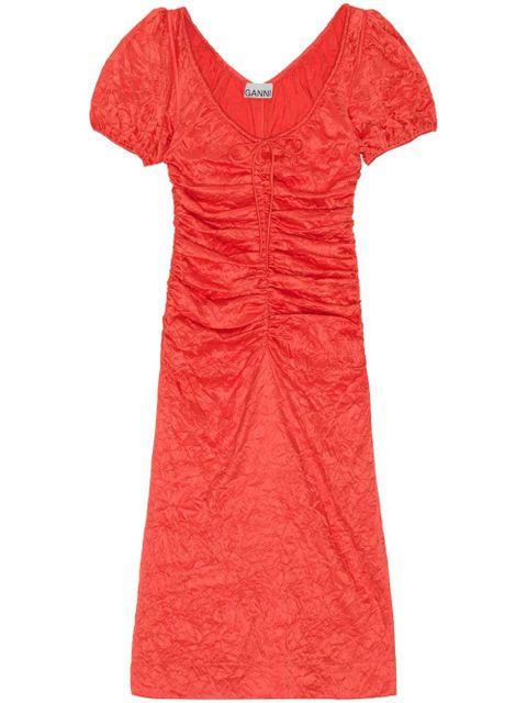 GANNI ruched midi dress - Red - zdjęcie produktu nr 1