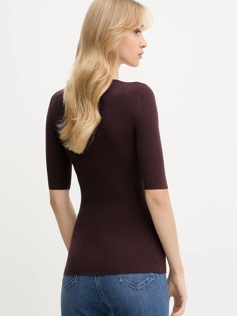 Elisabetta Franchi sweter z jedwabiem damski kolor bordowy lekki MK10B56E2 - zdjęcie produktu nr 2