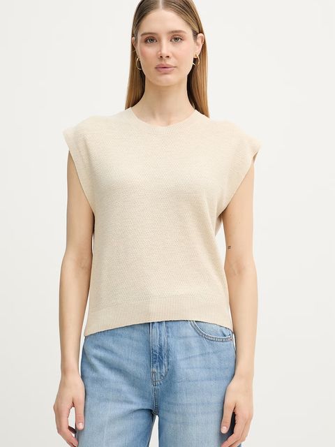 United Colors of Benetton top damski z lnem - zdjęcie produktu nr 1