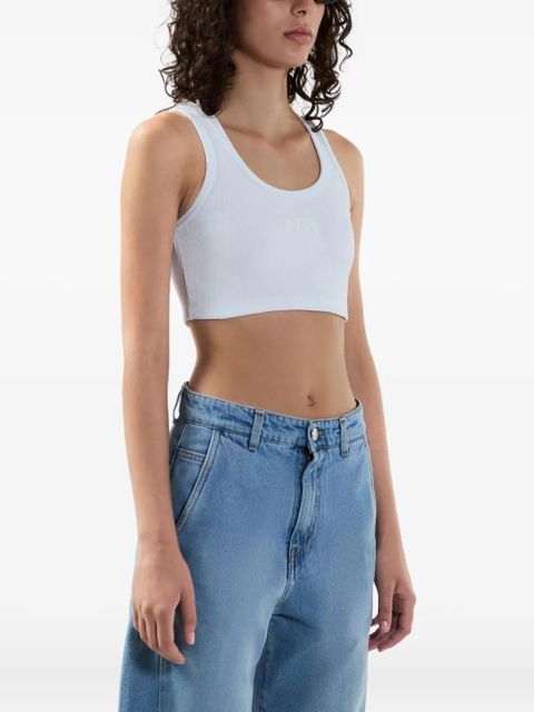 GCDS ribbed tank top - White