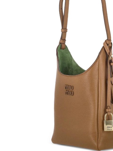 Miu Miu logo lock leather shoulder bag - Brown
