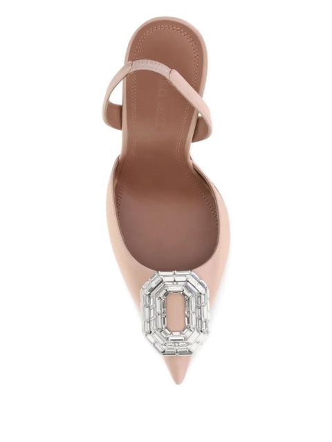 Amina Muaddi 105mm Camelia jewel-embellished pointed-toe heeled sandals - Neutrals