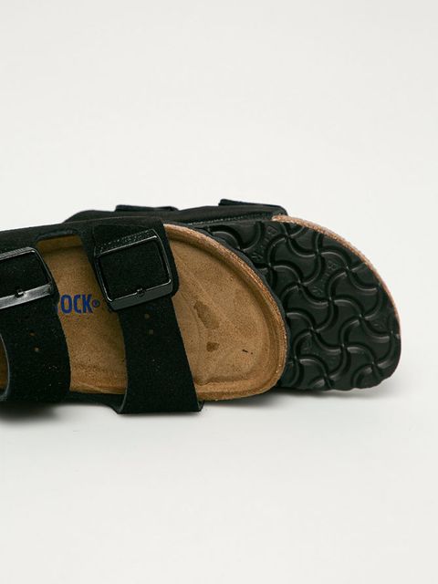Birkenstock klapki zamszowe Arizona SFB damskie kolor czarny 951323