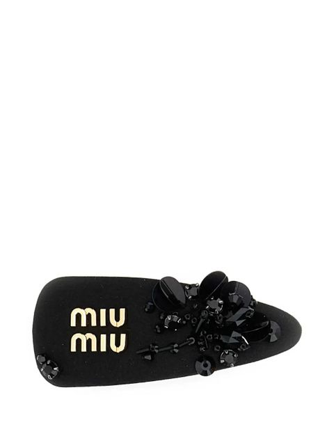 Miu Miu logo-lettering hair clip - Black - zdjęcie produktu nr 1