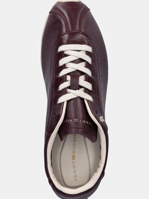 Tommy Hilfiger sneakersy skórzane TH LOW PROFILE RUNNER damskie kolor bordowy FW0FW08951 - zdjęcie produktu nr 2
