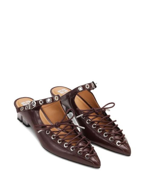 GANNI eyelet-detail mules - Brown