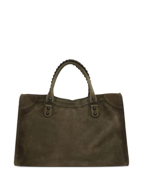 Balenciaga medium Le City braided-handle suede tote bag - Brown - zdjęcie produktu nr 2