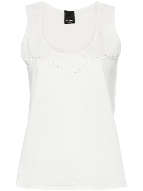 PINKO eyelet-detail cotton T-shirt - White - zdjęcie produktu nr 1