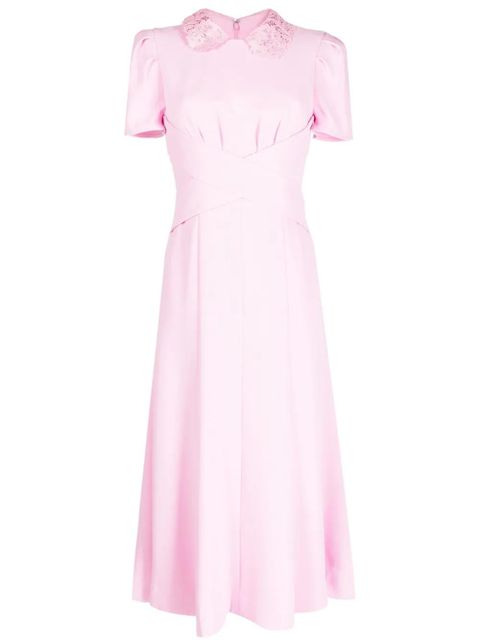 Self-Portrait lace-collar midi dress - Pink - zdjęcie produktu nr 1