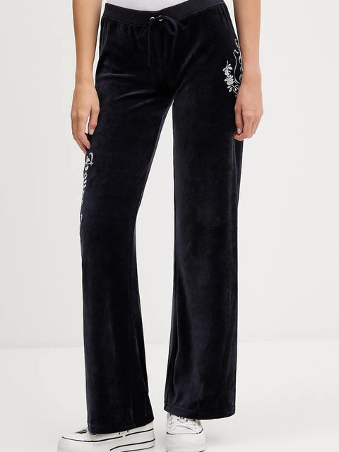 Juicy Couture spodnie dresowe welurowe damskie kolor granatowy z aplikacją JCGBJ225010 - zdjęcie produktu nr 1