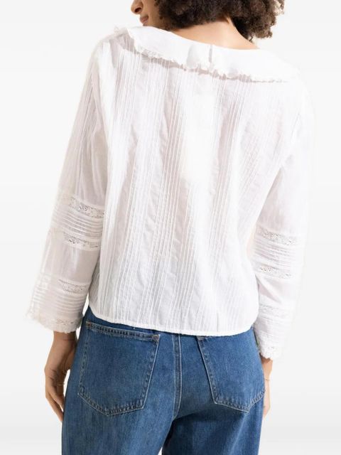 DÔEN Huguette ruffled lace shirt - White