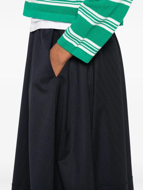 Maje elasticated-waist striped midi skirt - Blue