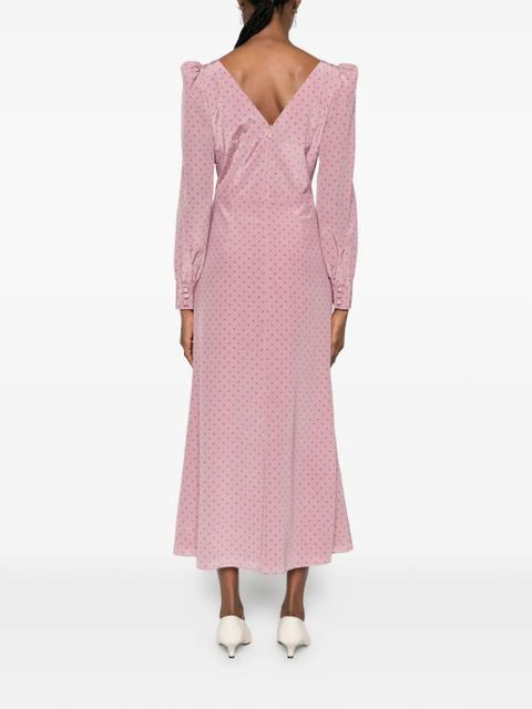 Alessandra Rich polka-dot ruffled midi dress - Pink