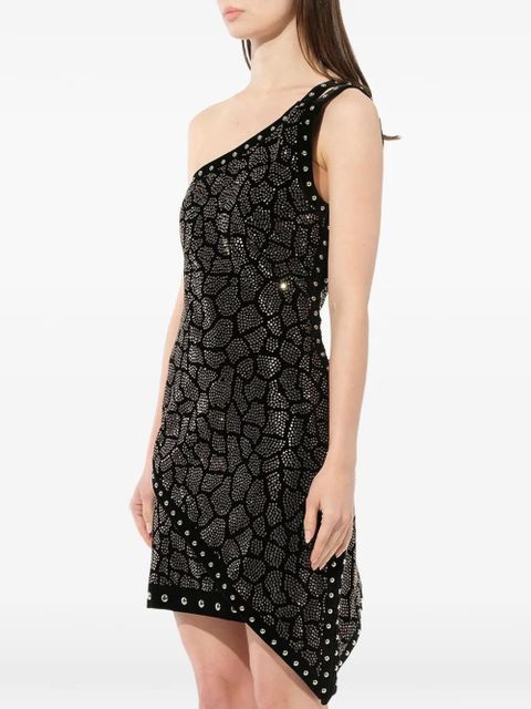 Balmain studded one-shoulder mini dress - Black