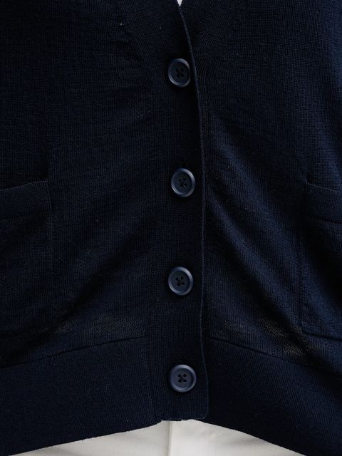 United Colors of Benetton kardigan wełniany damski kolor granatowy lekki 11AHD604R