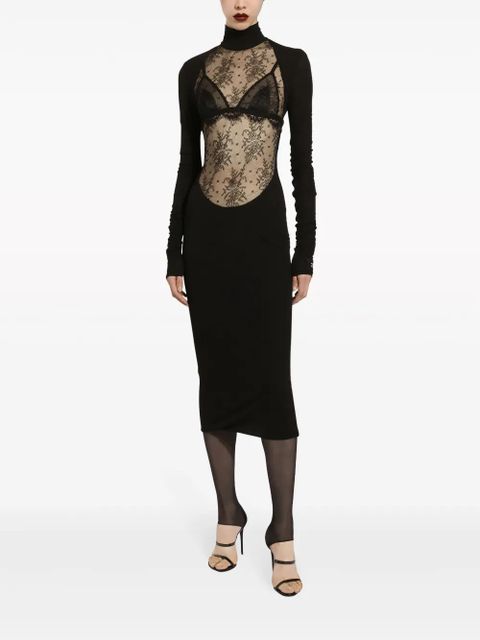 Dolce & Gabbana lace-panel midi dress - Black