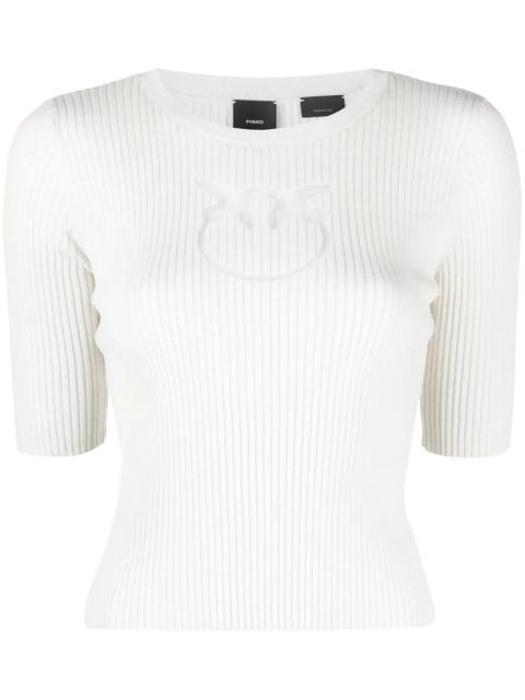 PINKO logo intarsia-knit wool top - White - zdjęcie produktu nr 1