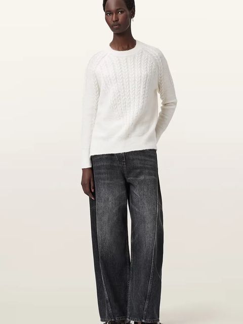 AllSaints sweter z dodatkiem moheru KIT damski kolor biały lekki W014KD