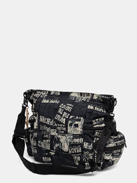 Desigual torebka NEWSPAPER ARICA kolor czarny 25WAXA20 - zdjęcie produktu nr 2