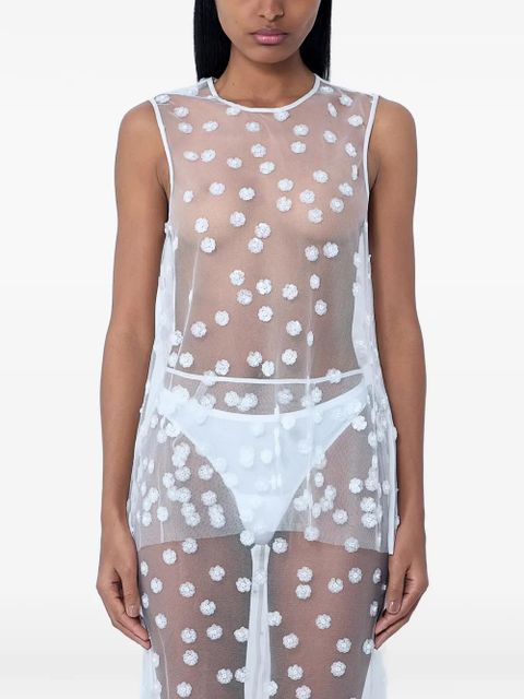 Cecilie Bahnsen floral-embroidered sheer top - White - zdjęcie produktu nr 1