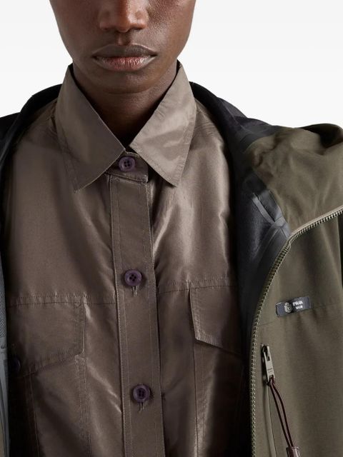 Prada hooded logo-label coat - Green