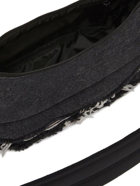 Diesel x Eastpak frayed denim shoulder bag - Black