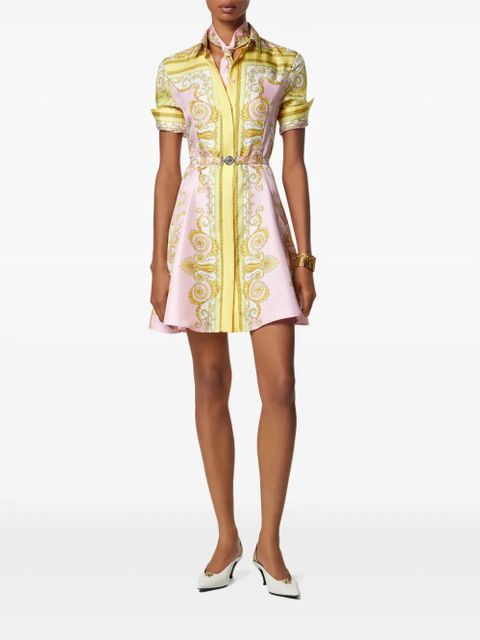 Versace Baroque-print belted mini dress - Pink