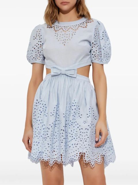 Self-Portrait linen-cotton dress - Blue